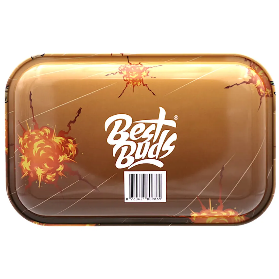 En rektangulær rullemad med afrundede hjørner prydes af et farverigt, grafisk mønster. Baggrunden er i en dyb sort farve, mens motiverne inkluderer detaljerede illustrationer af planter og geometriske former i nuancer af grøn, lilla og hvid. Overfladen fremstår glat og skinnende, hvilket tydeliggør farvernes intensitet. Målene er 176 x 275 mm.