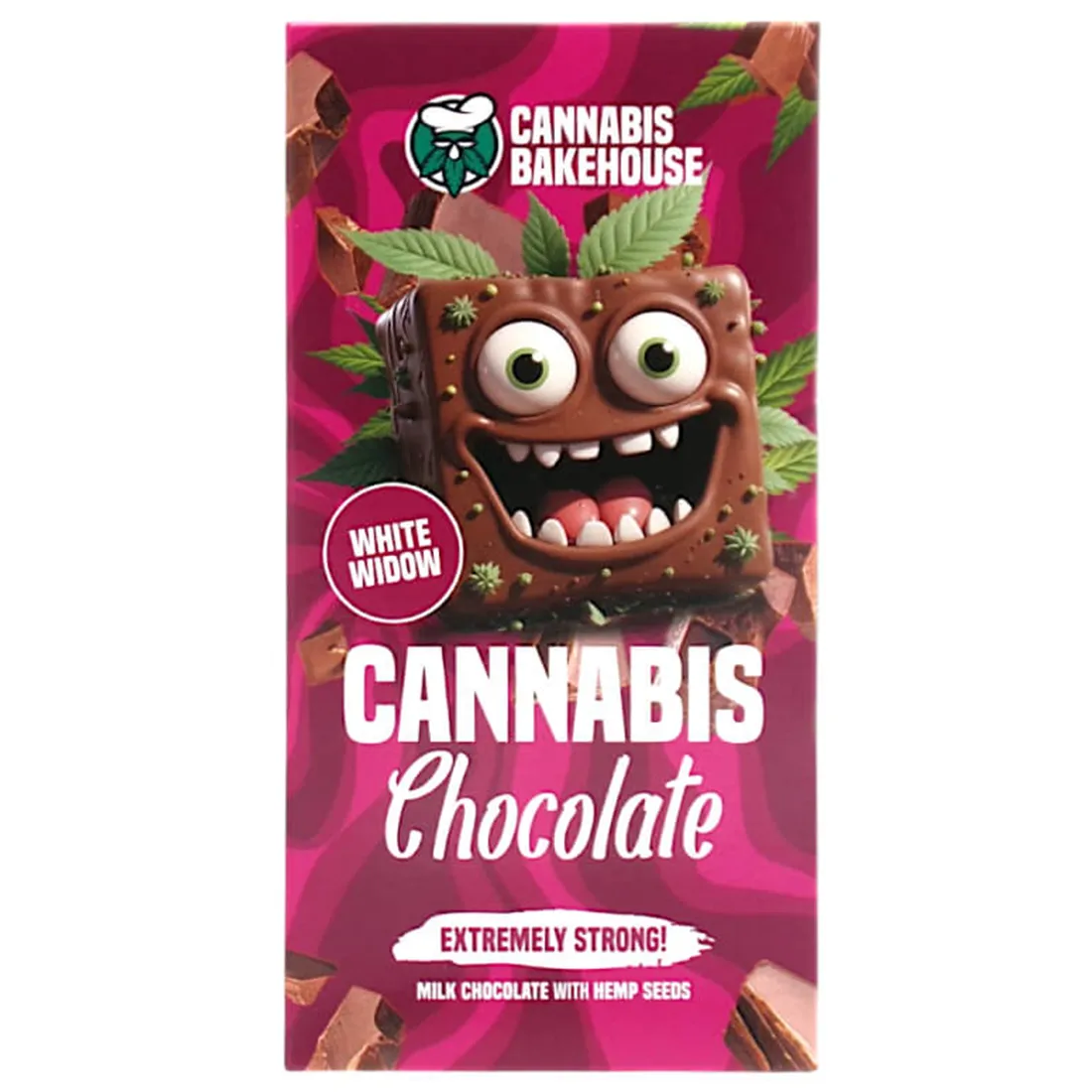 En firkantet, hvid chokoladeplade med en glat, skinnende overflade pryder midten af kompositionen. Chokoladepladen er dekoreret med små, indgraverede detaljer og har en let gylden nuance. Baggrunden er neutral, hvilket fremhæver chokoladens struktur og farve. Den bløde tekstur giver indtryk af en luksuriøs oplevelse, og der er ingen synlige emballager eller etiketter.