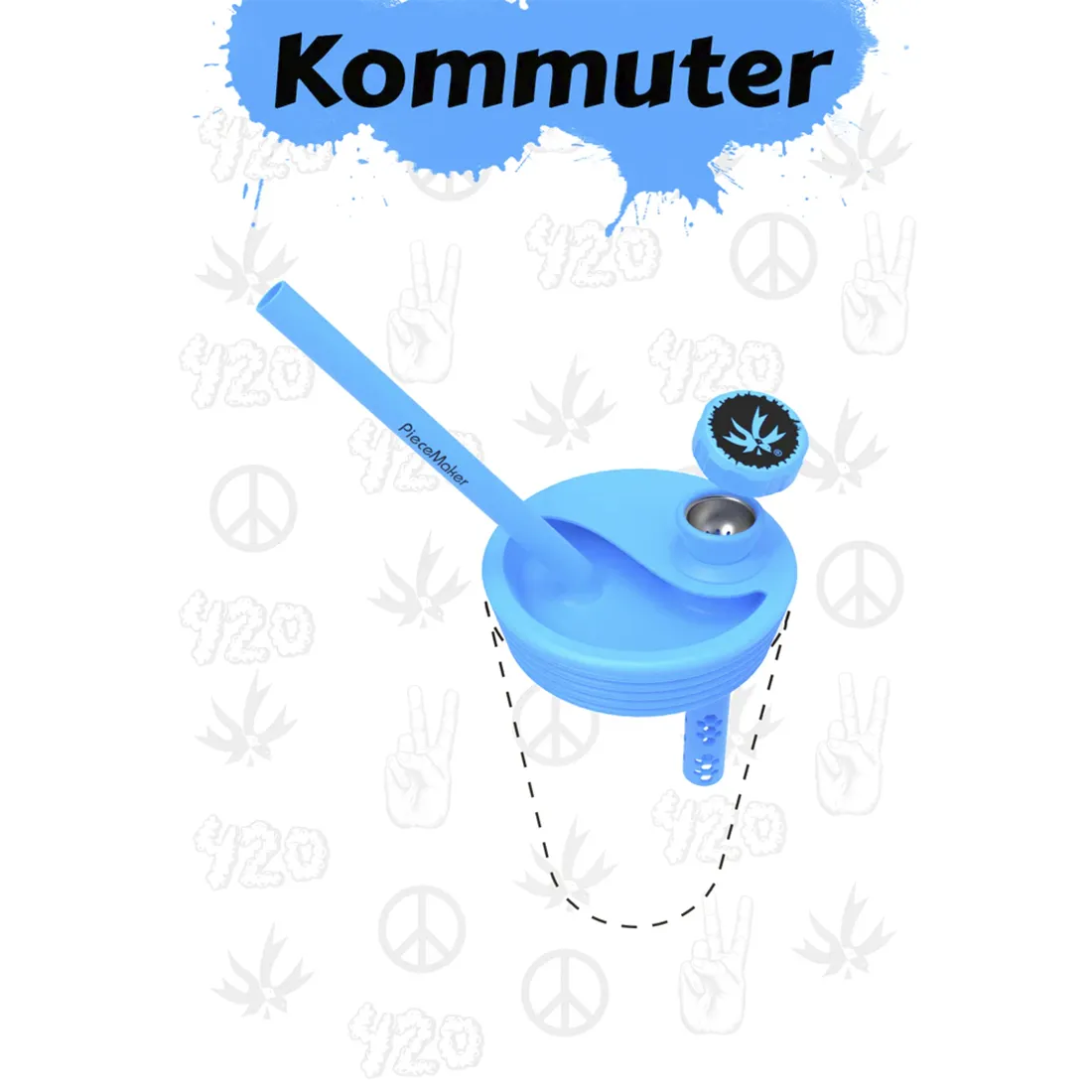 En kommuter med en diameter på 92 mm og en højde på 82 mm præsenterer sig i en robust, cylindrisk form. Materialet har en mat overflade med en let tekstur, der giver et godt greb. Farven er en dyb sort, og der er synlige, diskrete knapper i en kontrasterende farve, der fremhæver designets enkelhed.