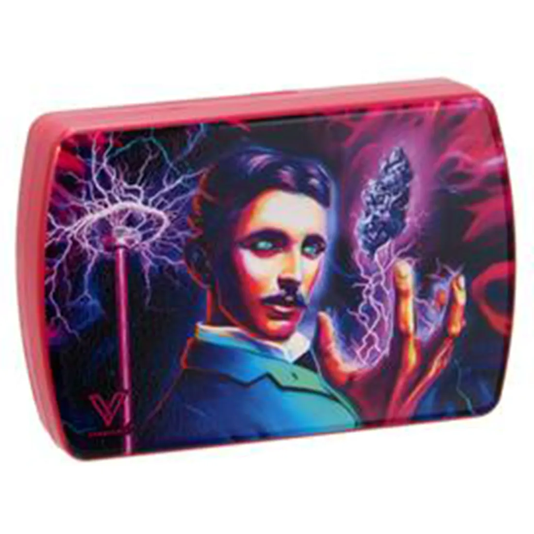 En højvolts skalebud i sort og sølv med en glat, metallisk overflade. Den har en kompakt form med tydelige linjer og en robust konstruktion. På siden er der en tydelig opmærksomhed på detaljer med præcise indgraveringer. Knapperne er placeret strategisk og har en matte finish, hvilket giver en god kontrast til det glinsende materiale.