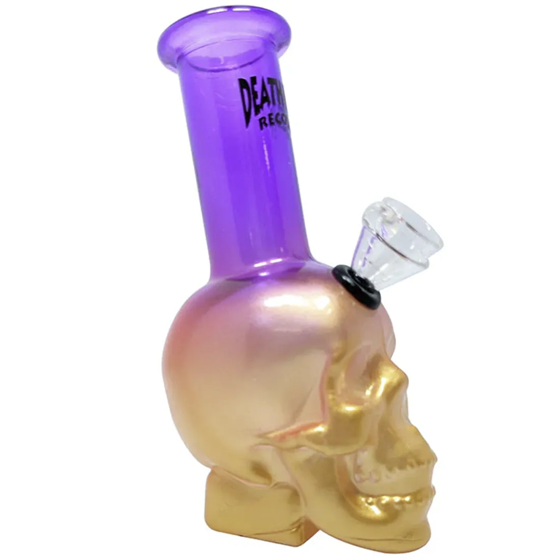 Death Row Records - Skull Bubbler Purple & Gold Bong 15 cm - Billede 2